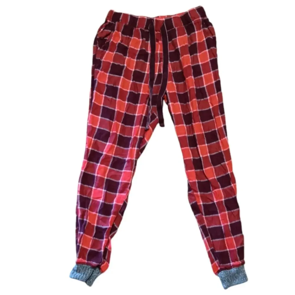 American‎ Eagle Red Christmas Plaid Pajama Jogger Pants size XS